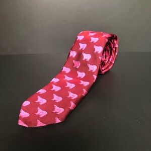 Ben Silver Silk Tie Charleston Pink Polar Bear EUC Handmade in England